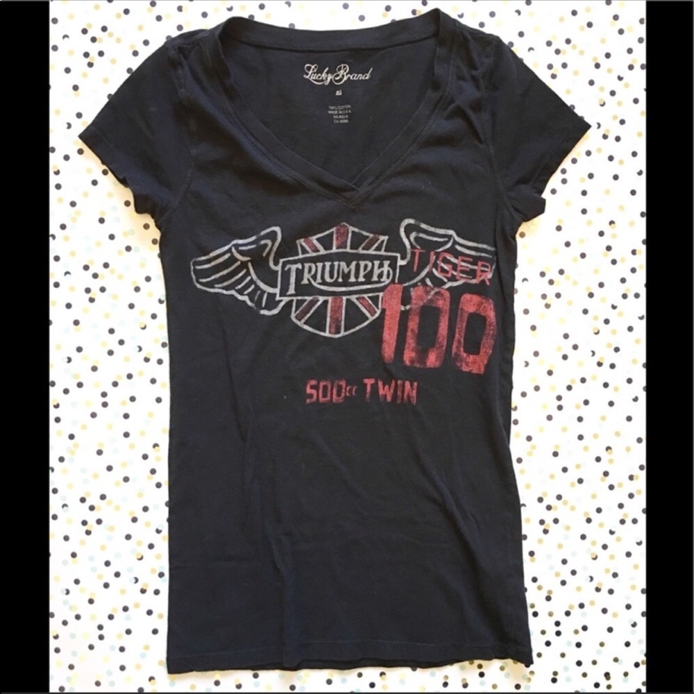 Lucky Brand Black Triumph V-Neck Tee